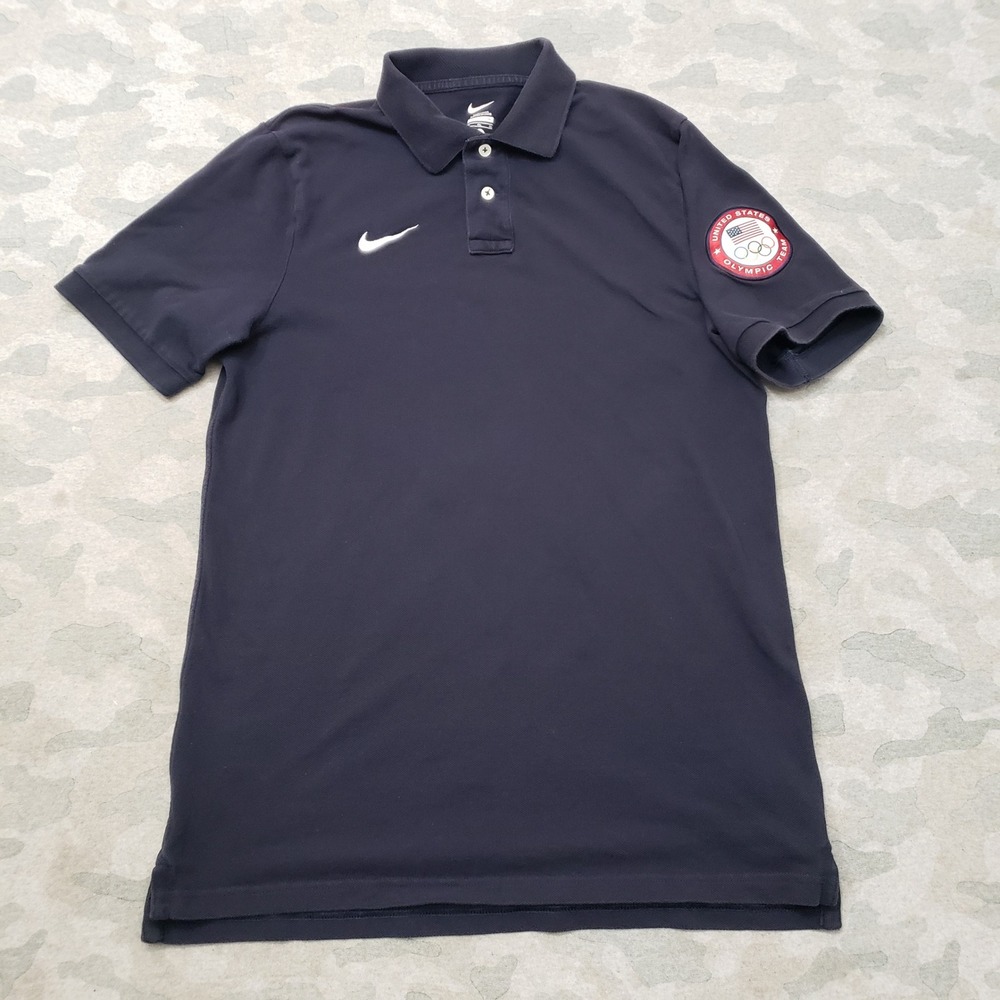 Nike USA Olympic Polo Shirt Men Large Tall Blue Short Sleeve